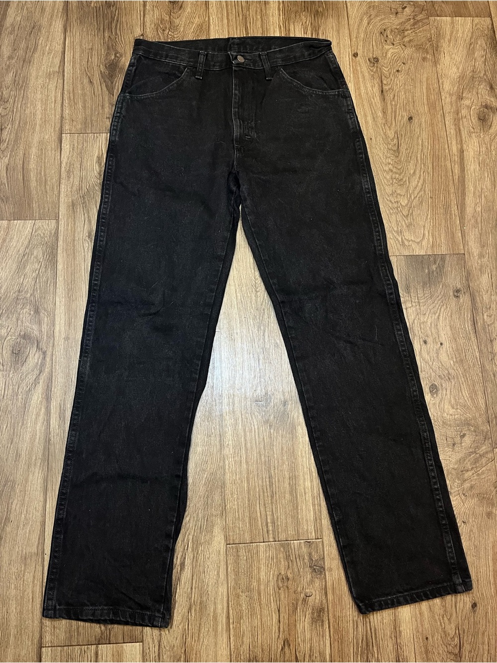 Rustler Vintage Black Denim Jeans - Straight Leg - 100% Cotton - 32x32